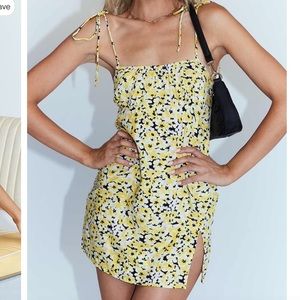 Yellow Tie-Strap Mini Dress